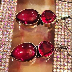 Red Onyx Silver Earrings